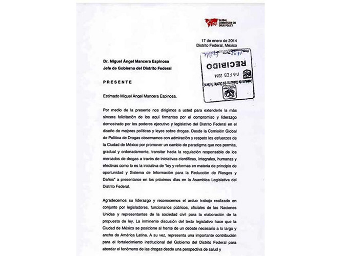 La carta fechada el 17 de enero, fue recibida por el Gobierno del Distrito Federal el pasado 6 de febrero. Foto Especial La carta fechada el 17 de enero, fue recibida por el Gobierno del Distrito Federal el pasado 6 de febrero. Foto Especial