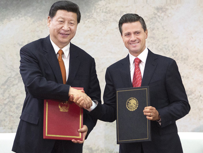 El presidente Enrique Peña Nieto recibió ayer a su homólogo chino, Xi Jinping, en el marco del relanzamiento de la relación comercial. Foto: Diego Mateos