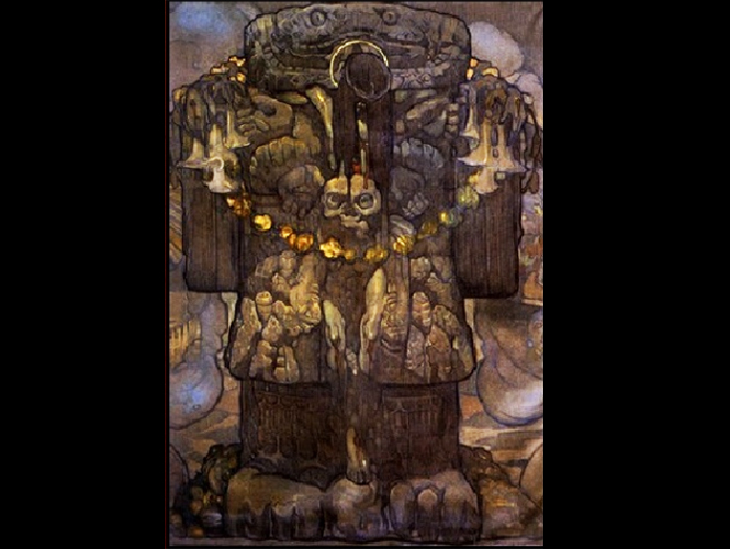 Los estudiosos del arte mexicano han calificado la obra de Saturnino Herrán como “modernista-costumbrista”. En la imagen "Coatlicue transformada" de 1918. Foto Especial. Los estudiosos del arte mexicano han calificado la obra de Saturnino Herrán como “modernista-costumbrista”. En la imagen "Coatlicue transformada" de 1918. Foto Especial.