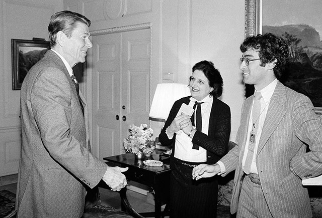 Con el ex preisdente Ronald Reagan, en 1981.