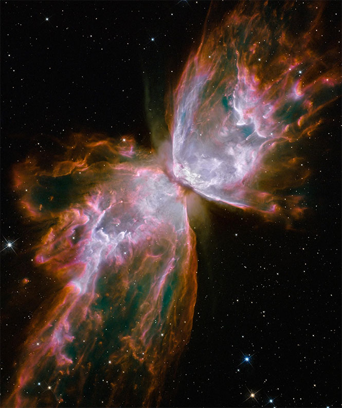 La nebulosa NGC 6302, con forma de mariposa fue tomada con la nueva cámara del Hubble en 2009. Foto: NASA / ESA. La nebulosa NGC 6302, con forma de mariposa fue tomada con la nueva cámara del Hubble en 2009. Foto: NASA / ESA.