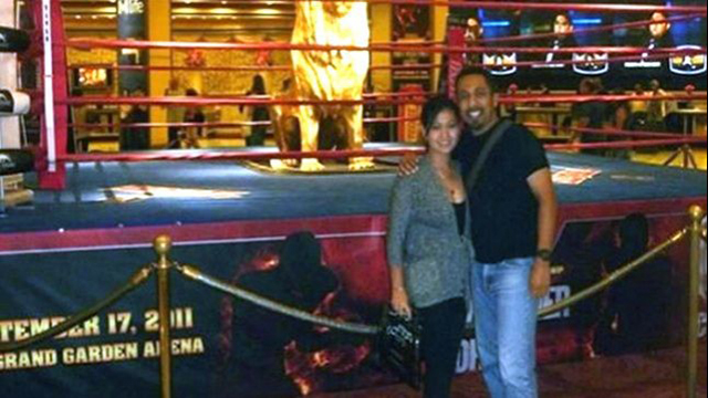 Grand Garden Arena en Las Vegas. Marlis Cupil y su esposo en la Grand Garden Arena en Las Vegas.