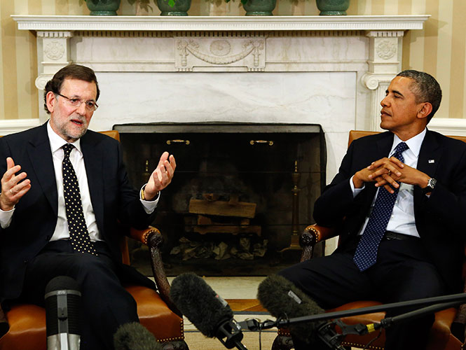 Obama y Rajoy intercambiaron comentarios sobre las expectativas de las selecciones de fútbol de sus países, tras la reunión mantenida en la Casa Blanca.
