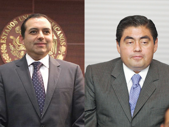 Ernesto Cordero coordinador de senadores del PAN  (izq.) y  Miguel Barbosa coordinador de senadores del PRD (der.)