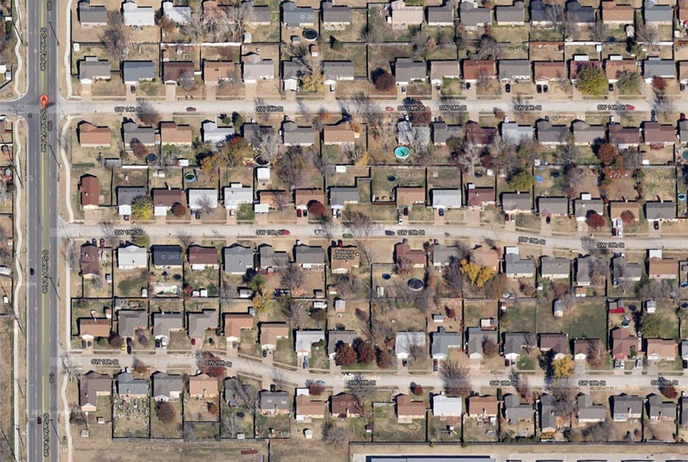 Moore, Oklahoma. Antes, foto de Google.