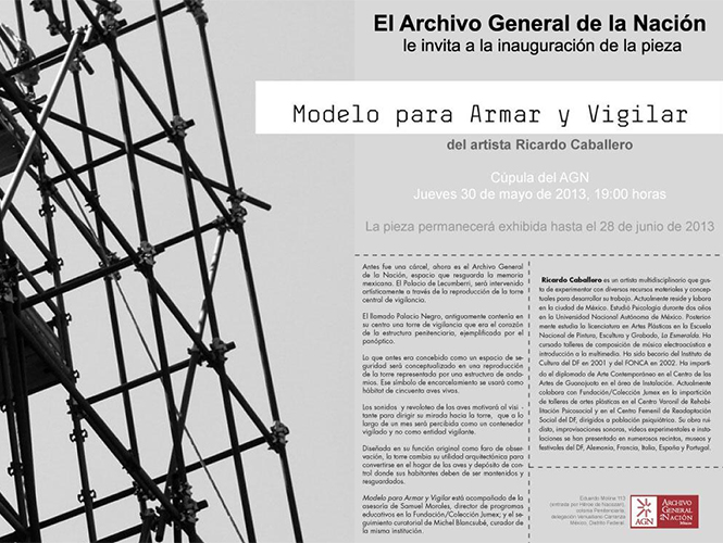 Ricardo Caballero presenta su obra "Modelo para armar y vigilar" en la Torre de Lecumberri Ricardo Caballero presenta su obra "Modelo para armar y vigilar" en la Torre de Lecumberri