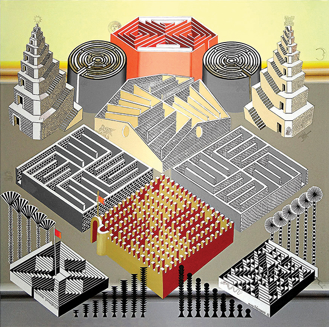 Industrial Lapinabrusa, de Pedro Friedeberg realizada en 2002, es una de las 16 obras que el artista mexicano presentará en Los Ángeles. Cortesía de: OCMA