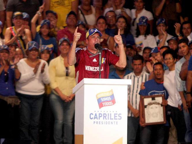 El candidato opositor a la presidencia de Venezuela, Henrique Capriles inició su campaña electoral en Maturín