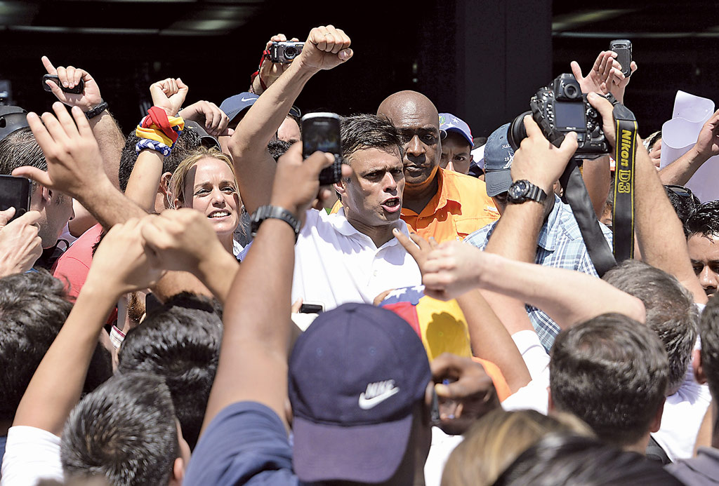 El líder opositor Leopoldo López en las protestas del miércoles. Foto: AFP